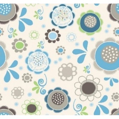 Housse Noenza Maternity Ely fleurs Bleu 100% COTON OEKOTEX